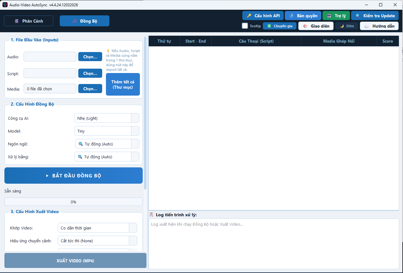 Giao diện App Đồng Bộ